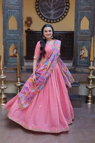 Pink Cosmos Silk Sequins Lehenga Choli ClothsVilla
