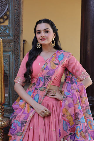 Pink Cosmos Silk Sequins Lehenga Choli ClothsVilla