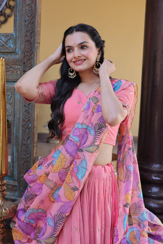 Pink Cosmos Silk Sequins Lehenga Choli ClothsVilla