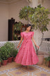 Load image into Gallery viewer, Pink Cotton Embroidered Anarkali Kurti ClothsVilla