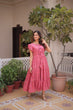 Load image into Gallery viewer, Pink Cotton Embroidered Anarkali Kurti ClothsVilla