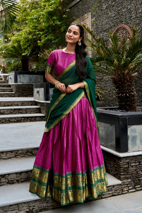 Pink Cotton Lehenga Set ClothsVilla Main image