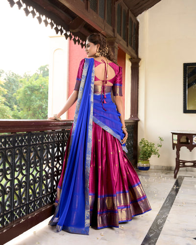 Pink Cotton Silk Paithani Weaving Lehenga Set – A Timeless Cultural Elegance