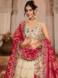Load image into Gallery viewer, Pink Cream colour Tissue Sequinse embroidery Semi-Stitched Lehenga choli &amp; Dupatta ClothsVilla