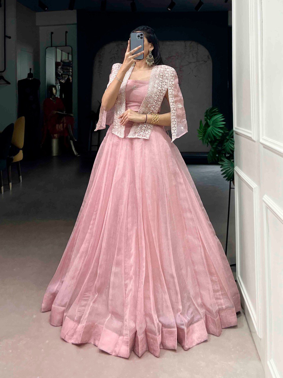 Pink Crush Lehenga Set with Designer Koti ClothsVilla