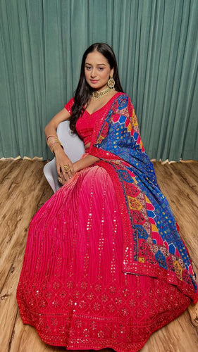 Pink Cultural Grace – Elegant Chinon Silk Lehenga Set ClothsVilla