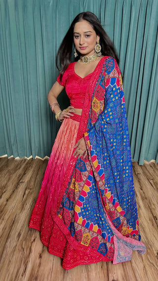 Pink Cultural Grace – Elegant Chinon Silk Lehenga Set ClothsVilla