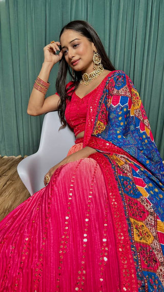 Pink Cultural Grace – Elegant Chinon Silk Lehenga Set ClothsVilla