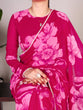 Load image into Gallery viewer, Pink Delicate Blooms Chiffon Saree with Floral Print and Pearl Lace Border