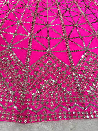 Pink Designer 9mm Sequin Faux Georgette Lehenga Choli Set with Butterfly Net Dupatta ClothsVilla