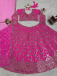 Load image into Gallery viewer, Pink Designer 9mm Sequin Faux Georgette Lehenga Choli Set with Butterfly Net Dupatta ClothsVilla