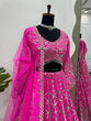Load image into Gallery viewer, Pink Designer 9mm Sequin Faux Georgette Lehenga Choli Set with Butterfly Net Dupatta ClothsVilla