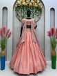 Load image into Gallery viewer, Pink Designer Chinon Semi-Stitched Lehenga Set with Elegant Tabby Organza Shrug ClothsVilla