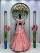 Load image into Gallery viewer, Pink Designer Chinon Semi-Stitched Lehenga Set with Elegant Tabby Organza Shrug ClothsVilla