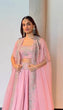 Load image into Gallery viewer, Pink Designer Chinon Semi-Stitched Lehenga Set with Elegant Tabby Organza Shrug ClothsVilla