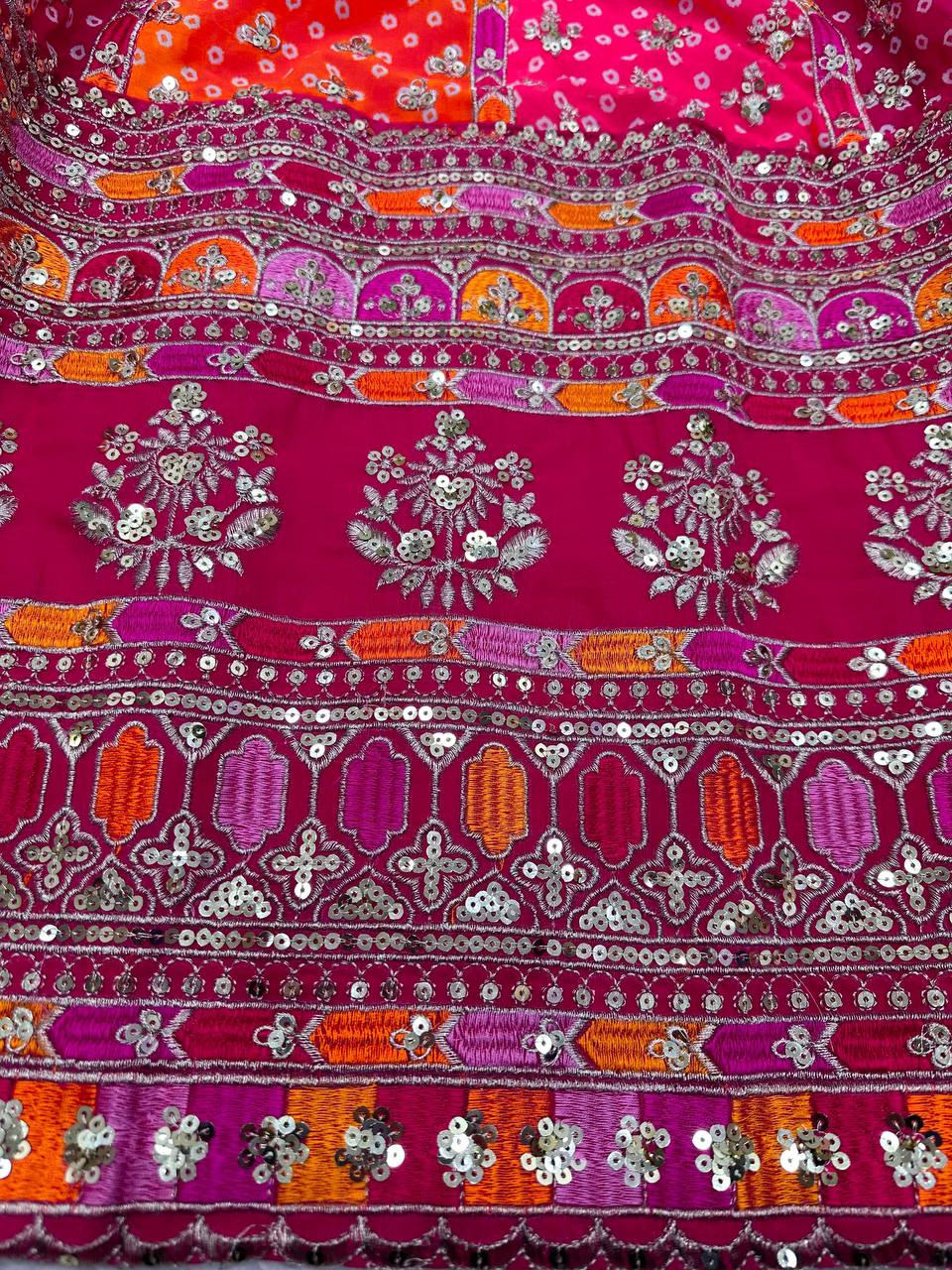 Pink Designer Digital Print Faux Georgette Lehenga Set with Sequence Embroidery & Dual Dupatta Clothsvilla