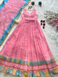 Load image into Gallery viewer, Pink Designer Digital Printed Organza Anarkali Gown with Dupatta ClothsVilla