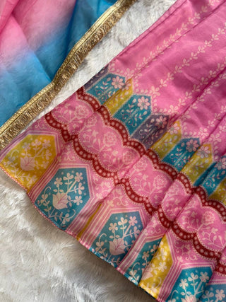 Pink Designer Digital Printed Organza Anarkali Gown with Dupatta ClothsVilla