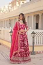 Load image into Gallery viewer, Pink Designer Dyeable Pure Viscose Jacquard Fabric Lehenga Choli &amp; Dupatta Set ClothsVilla