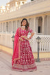 Load image into Gallery viewer, Pink Designer Dyeable Pure Viscose Jacquard Fabric Lehenga Choli &amp; Dupatta Set ClothsVilla