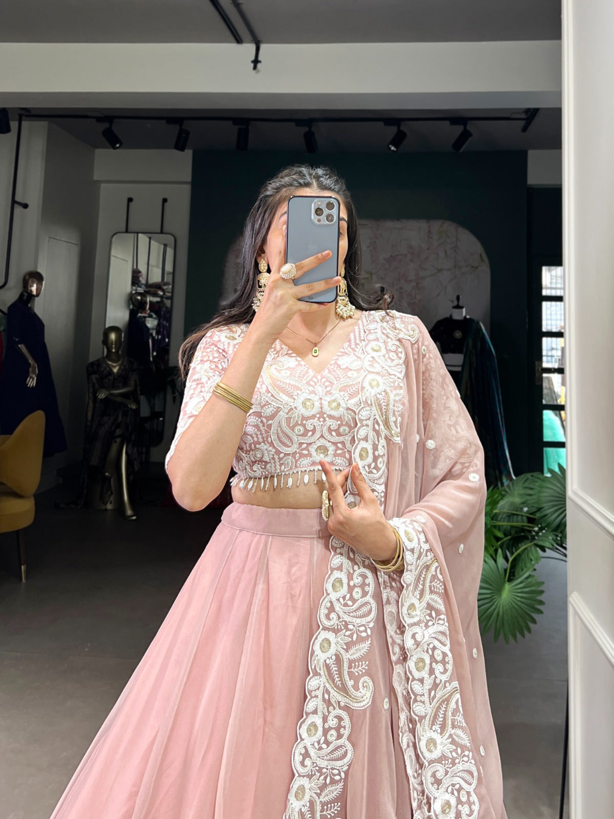 Pink Designer Embellished Lehenga Set in Vichitra Silk, Weone Silk, Star Georgette & New Crush Clothsvilla