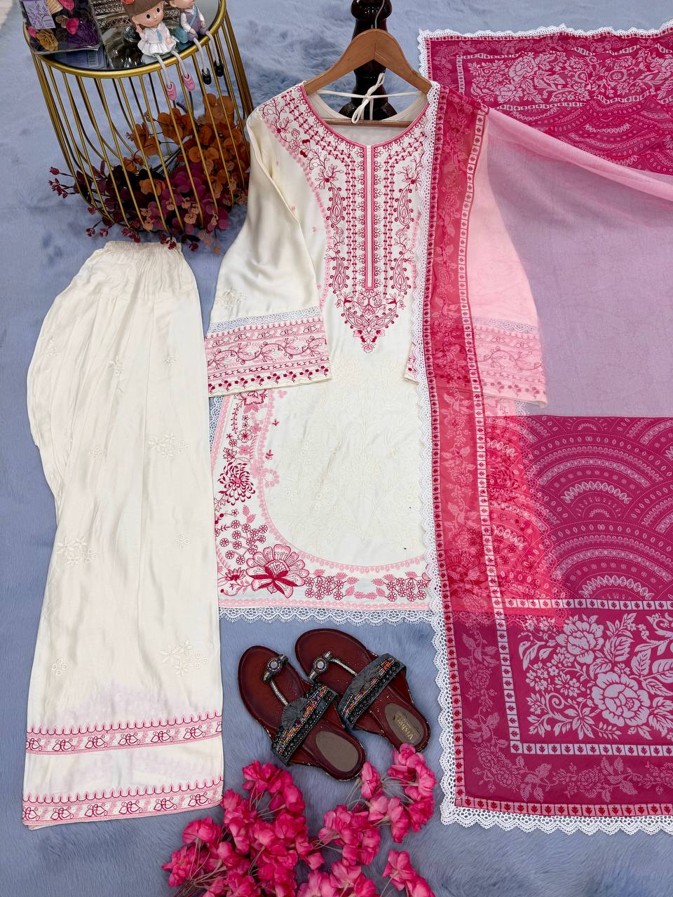 Pink Designer Farshi Palazzo Suit ClothsVilla