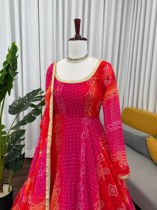 Pink Designer Faux Georgette Digital Print Anarkali Set with Dupatta ClothsVilla
