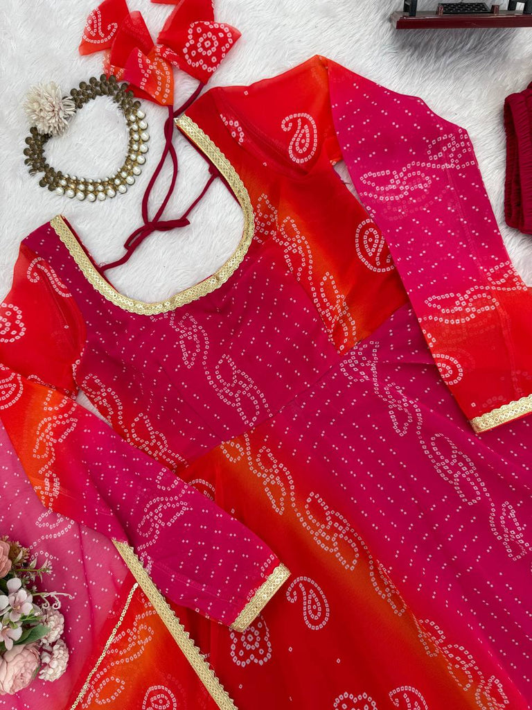 Pink Designer Faux Georgette Digital Print Anarkali Set with Dupatta ClothsVilla