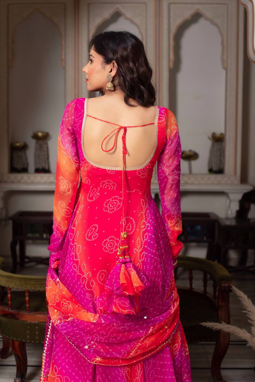 Pink Designer Faux Georgette Digital Print Anarkali Set with Dupatta ClothsVilla