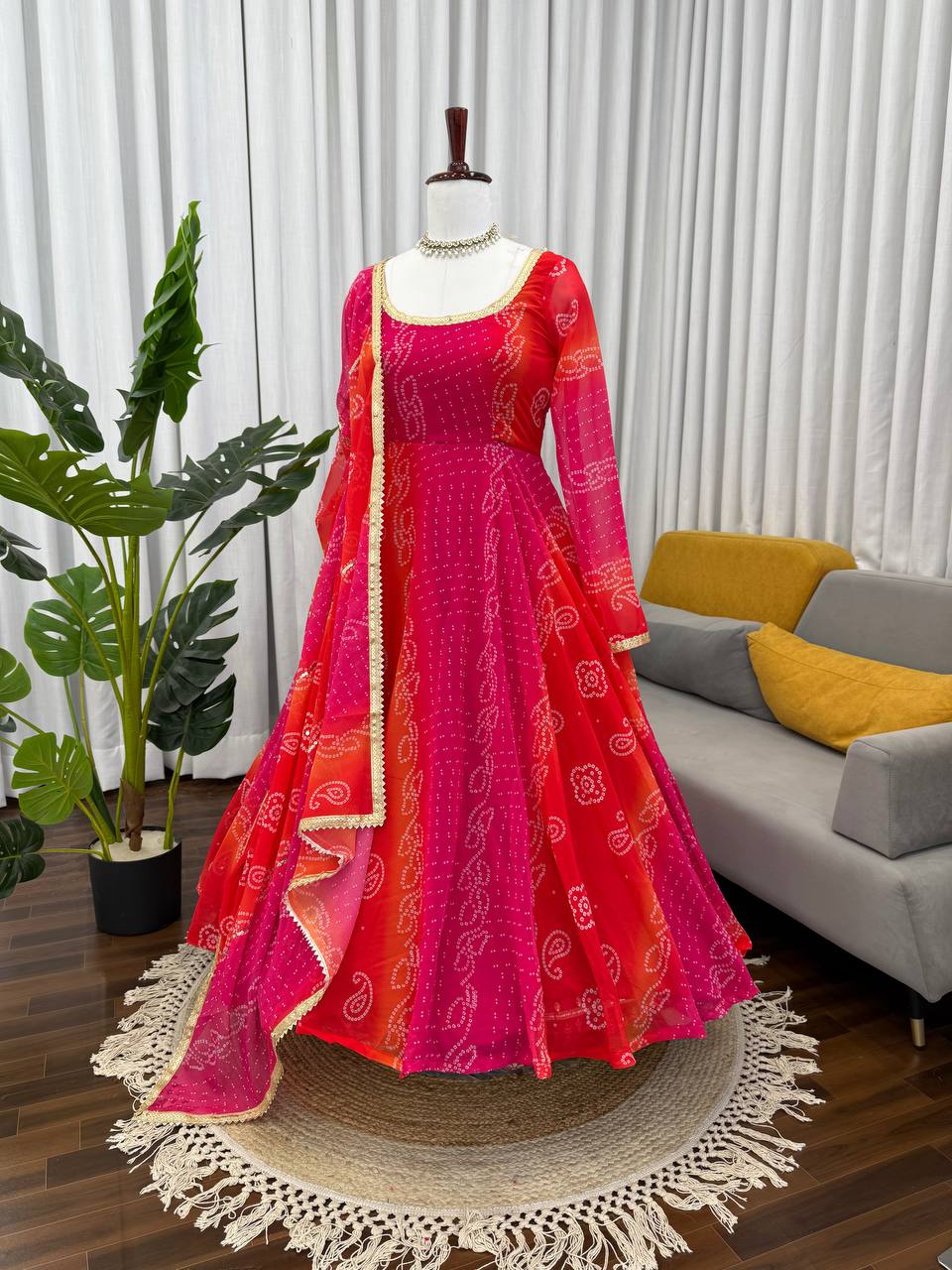 Pink Designer Faux Georgette Digital Print Anarkali Set with Dupatta ClothsVilla