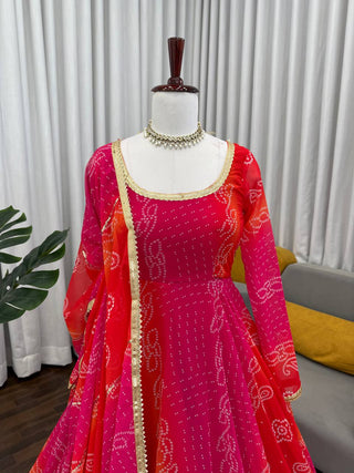 Pink Designer Faux Georgette Digital Print Anarkali Set with Dupatta ClothsVilla