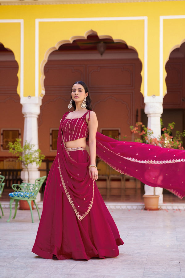 Pink Designer Fendi Sequins Lehenga Choli ClothsVilla