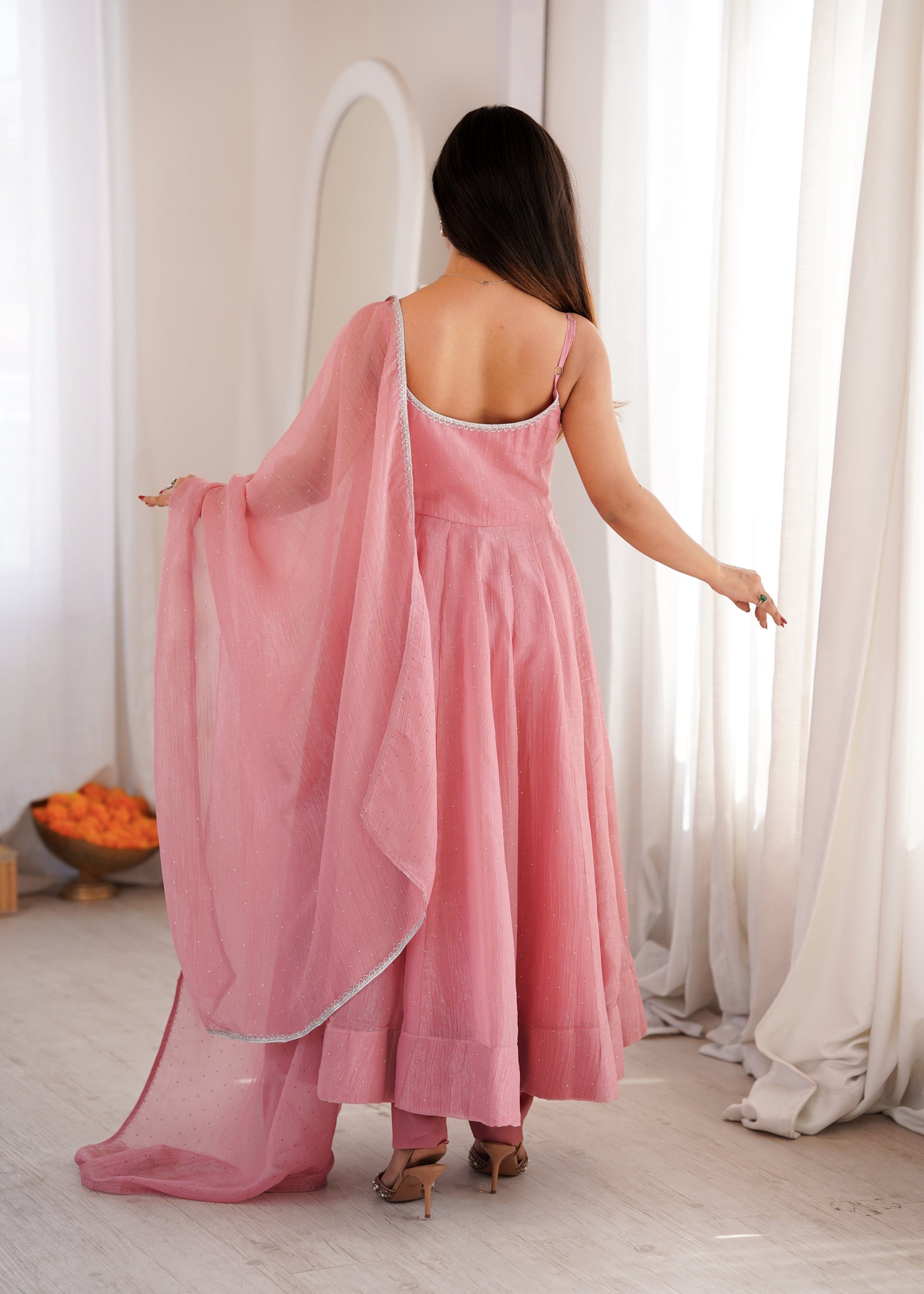 Pink Designer Flared Anarkali Suit ClothsVilla