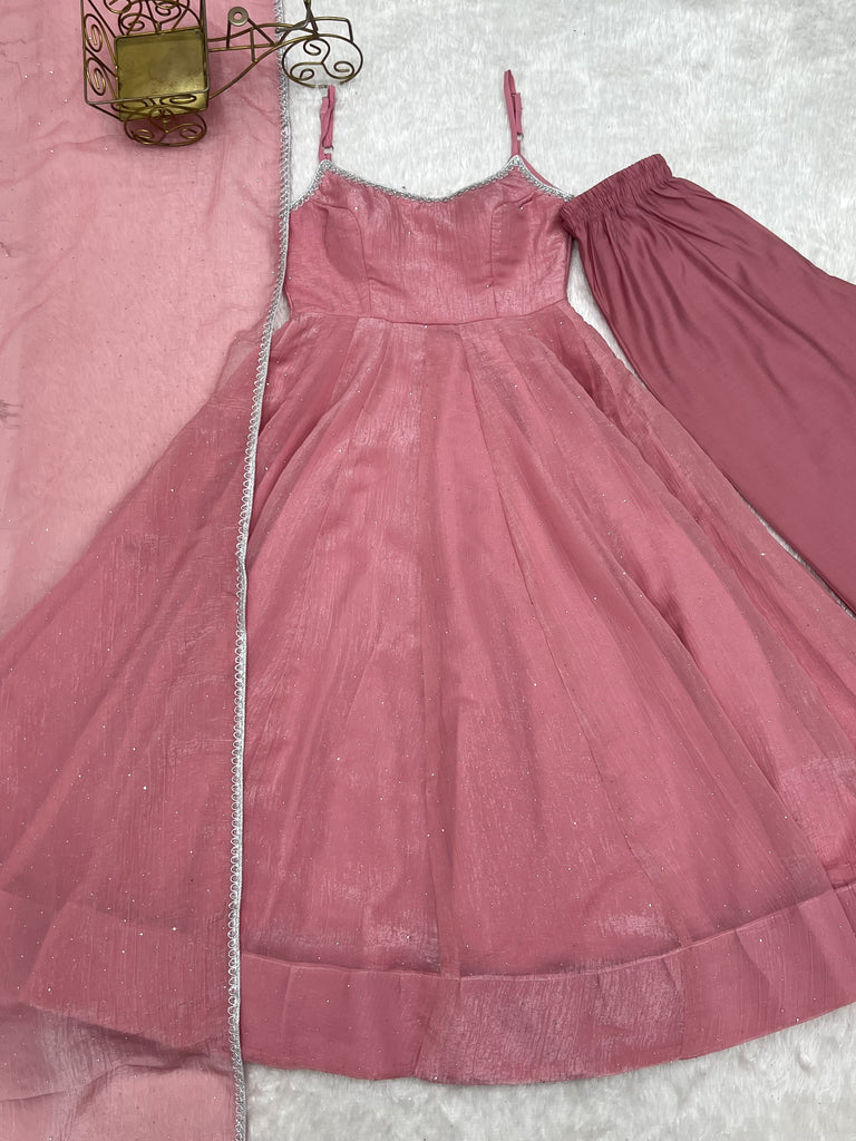Pink Designer Flared Anarkali Suit ClothsVilla