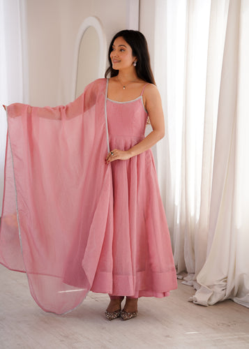 Pink Designer Flared Anarkali Suit ClothsVilla