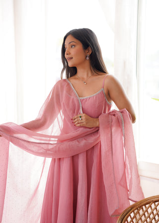 Pink Designer Flared Anarkali Suit ClothsVilla