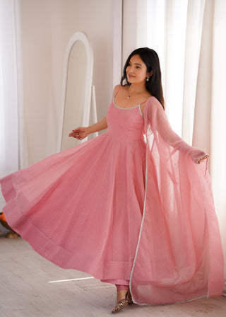 Pink Designer Flared Anarkali Suit ClothsVilla