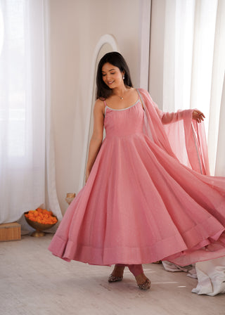 Pink Designer Flared Anarkali Suit ClothsVilla