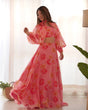 Load image into Gallery viewer, Pink Designer Floral Tabby Organza Silk Lehenga Choli Set ClothsVilla