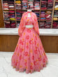 Load image into Gallery viewer, Pink Designer Floral Tabby Organza Silk Lehenga Choli Set ClothsVilla