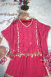 Load image into Gallery viewer, Pink Designer Georgette Kaftan Sharara Set with Heavy Thread &amp; Mirror Embroidery ClothsVilla