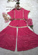 Load image into Gallery viewer, Pink Designer Georgette Kaftan Sharara Set with Heavy Thread &amp; Mirror Embroidery ClothsVilla