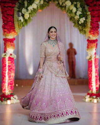 Pink Designer Kiara Advani Styled Wedding Lehenga Choli with Heavy Sequin Work ClothsVilla