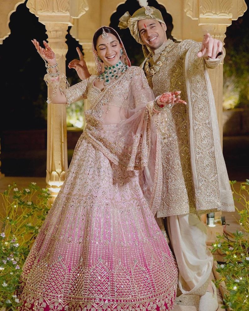 Pink Designer Kiara Advani Styled Wedding Lehenga Choli with Heavy Sequin Work ClothsVilla