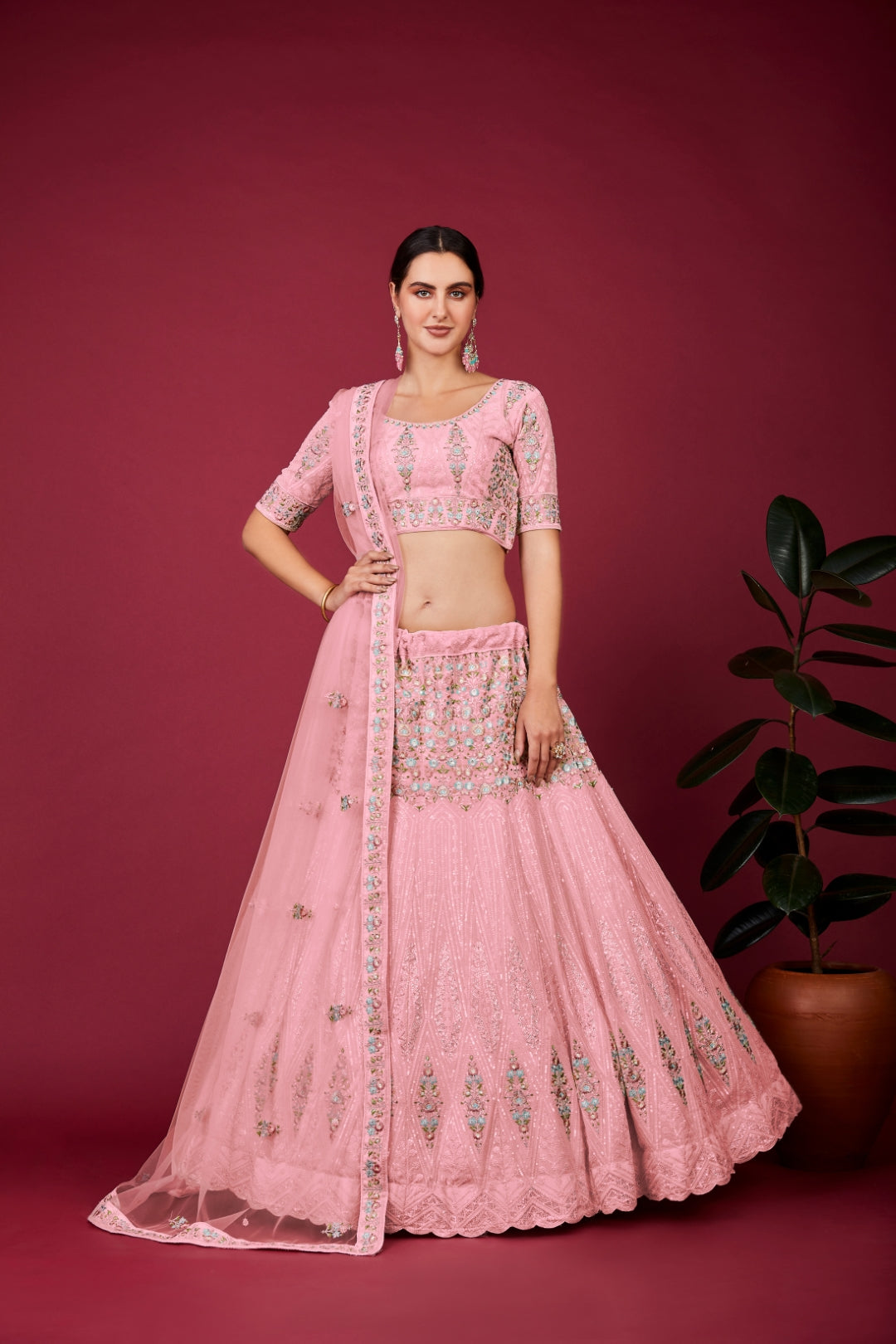 Captivating Pink Designer Lehenga Choli Set - Embroidered Elegance ClothsVilla