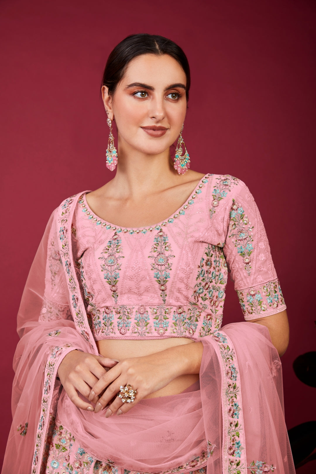 Captivating Pink Designer Lehenga Choli Set - Embroidered Elegance ClothsVilla