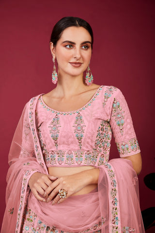 Captivating Pink Designer Lehenga Choli Set - Embroidered Elegance ClothsVilla