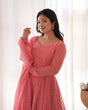 Load image into Gallery viewer, Pink Designer Lucknowi Embroidered Anarkali Set with Ruffle Dupatta – Heavy Fox Georgette Clothsvilla