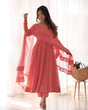 Load image into Gallery viewer, Pink Designer Lucknowi Embroidered Anarkali Set with Ruffle Dupatta – Heavy Fox Georgette Clothsvilla