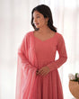Load image into Gallery viewer, Pink Designer Lucknowi Embroidered Anarkali Set with Ruffle Dupatta – Heavy Fox Georgette Clothsvilla